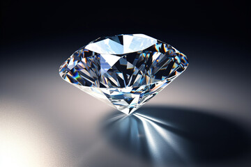 Beautiful 3D Rendered Shiny Diamond in Brilliant Cut on Black Background