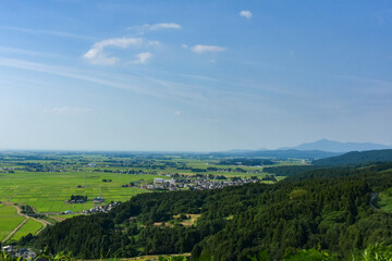 高台から見る上越市の田園風景