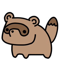 cute raccoon tanuki transparent background vector illustration
