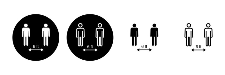 Social distance icon set. social distancing icon. self quarantine sign