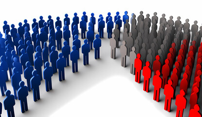 Graphic depicting groups, political parties, or demographics, in symbolic representative style