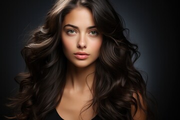 Fototapeta premium Beautiful brunette girl in move a perfectly smooth skin 