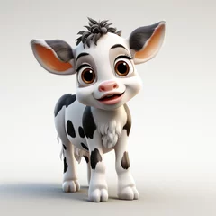 Zelfklevend Fotobehang 3d cartoon cute cow © avivmuzi