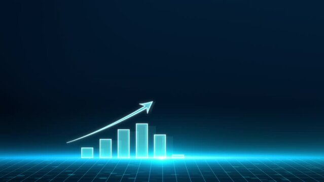 business growth and success infographics with glow and rising arrow 