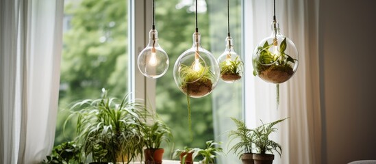 Decorating your home with plants and pendant lighting.