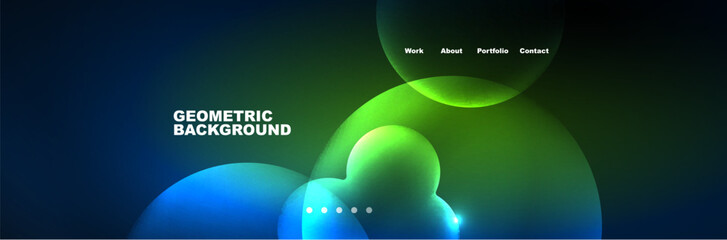 Shiny neon circles and bubbles, dark abstract background with blurred magic neon light, wallpaper design