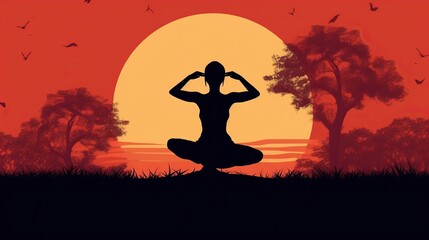 free photos yoga and meditation. Colorful Sky Sunrise Background Landscape. Generative AI