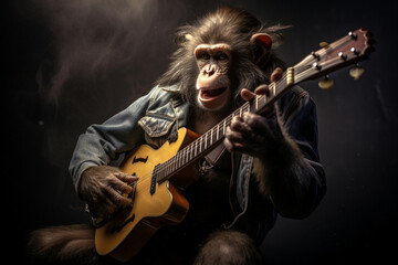 cool monkey playing guitar