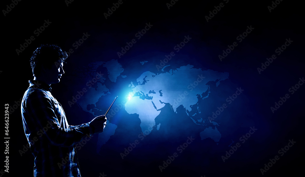 Poster global network image. mixed media