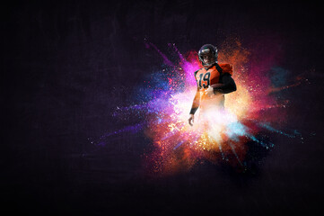 Football player agaisnt colourful background