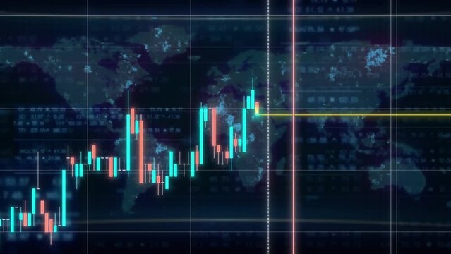 Stock market graph with world globe information finance business analysis concept.