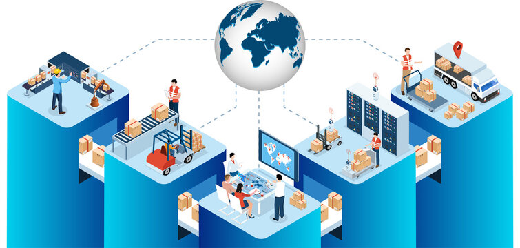 Global logistics network concept with Transportation operation service, Supply Chain Management - SCM, Company Logistics Processes.