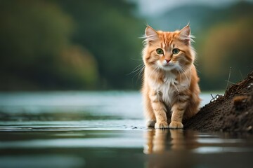 a cat near river