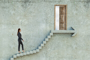 Young businesswoman walking towards success