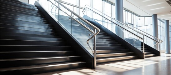 Fototapeta premium New modern building with a black metallic staircase.