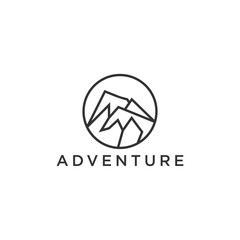 adventure logo with mountain and compass design