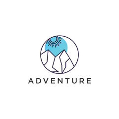 Fototapeta premium adventure logo with mountain and compass design