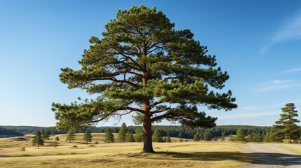 Fototapeta premium pine tree on the hill UHD wallpaper Stock Photographic Image