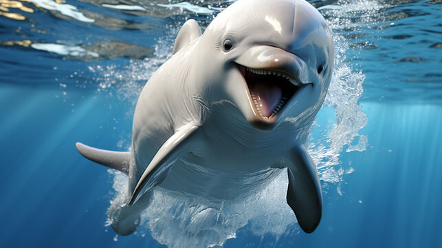 dolphin jumping in the water UHD wallpaper Stock Photographic Image