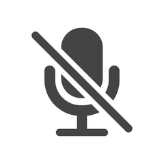 黒いマイクロフォンのシルエットアイコンのセット - マイクoffやミュート中のイメージ素材