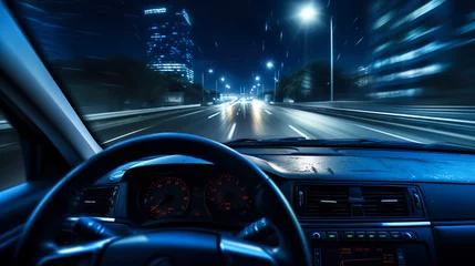 Foto op Plexiglas 運転席からの夜の高速道路の景色 © Hanasaki