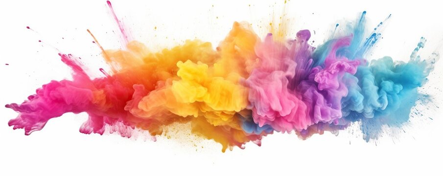 Abstract colorful splashes on white background. Generative AI