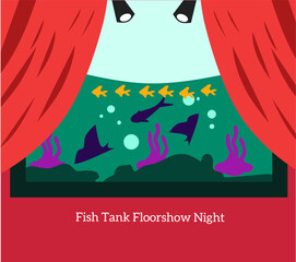 Fish Tank show containing large fish on a red background to commemorate Fish Tank Floorshow Night on September 28
