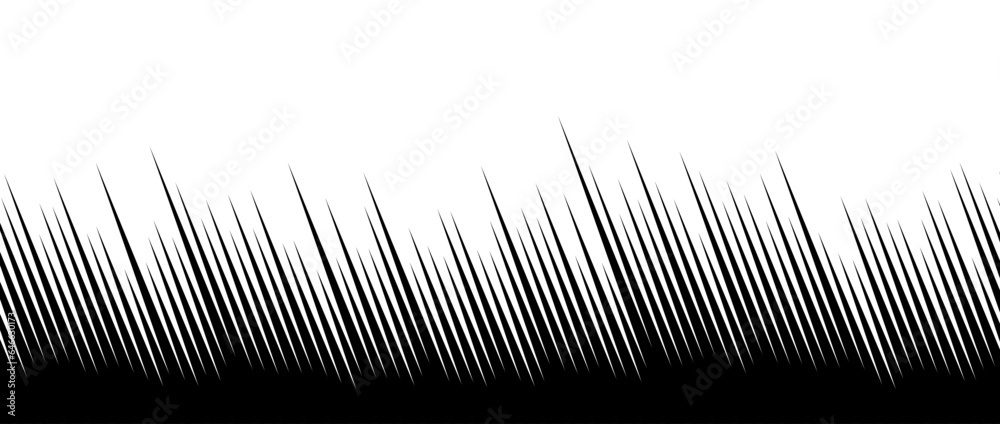 Poster Straight slanted speed lines pattern. Black and white tilt stripes gradient. Abstract fast effect texture. Comic or cartoon book rays and beams wallpaper. Vector background illustration