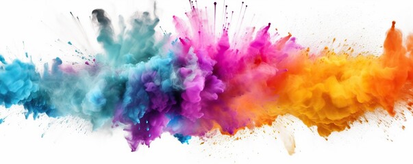 Abstract colorful splashes on white background.Generative AI - obrazy, fototapety, plakaty