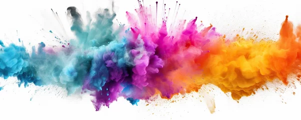 Deurstickers Abstract colorful splashes on white background.Generative AI © @_ greta