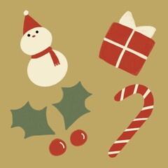 クリスマスモチーフの手描きイラスト