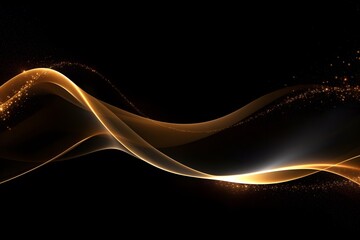 Abstract wave technology background with golden light.