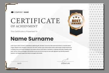 Company award certificate design template with a luxury theme