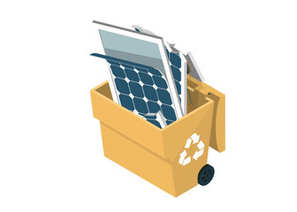 Old solar panels in the trash can, dispose of solar panels