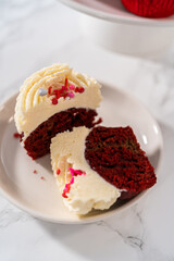 Red Velvet Cupcakes with White Chocolate Ganache Frosting