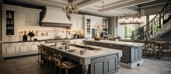 Fototapeta premium Gorgeous kitchen in a luxurious home.