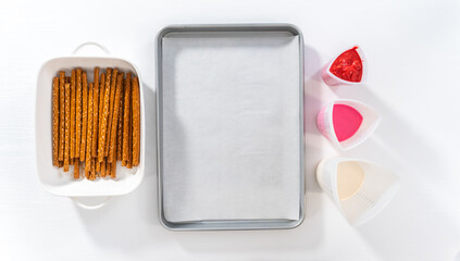 Valentine's Day Chocolate Covered Pretzel Rods