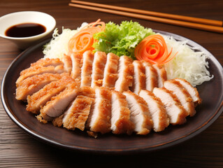 Tonkatsu is a popular Japanese dish consisting of breaded and deep-fried pork cutlets.