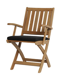 Folding chair with leather seat. Outdoor folding chair. png transparency