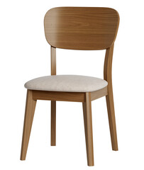 Wooden chair with leather seat isolated on transparency background.