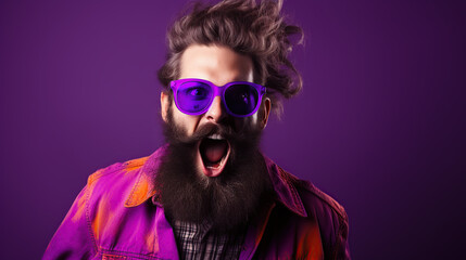 portrait of a man  isolated on purple background  