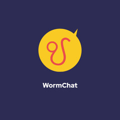 Fototapeta premium WormChat - Bubble with abstract line symbol icon concept