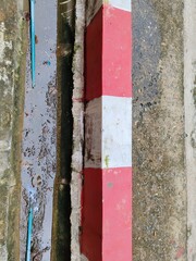 White and red traffic signs. Prohibited parking area.