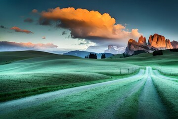 sunset over the mountains