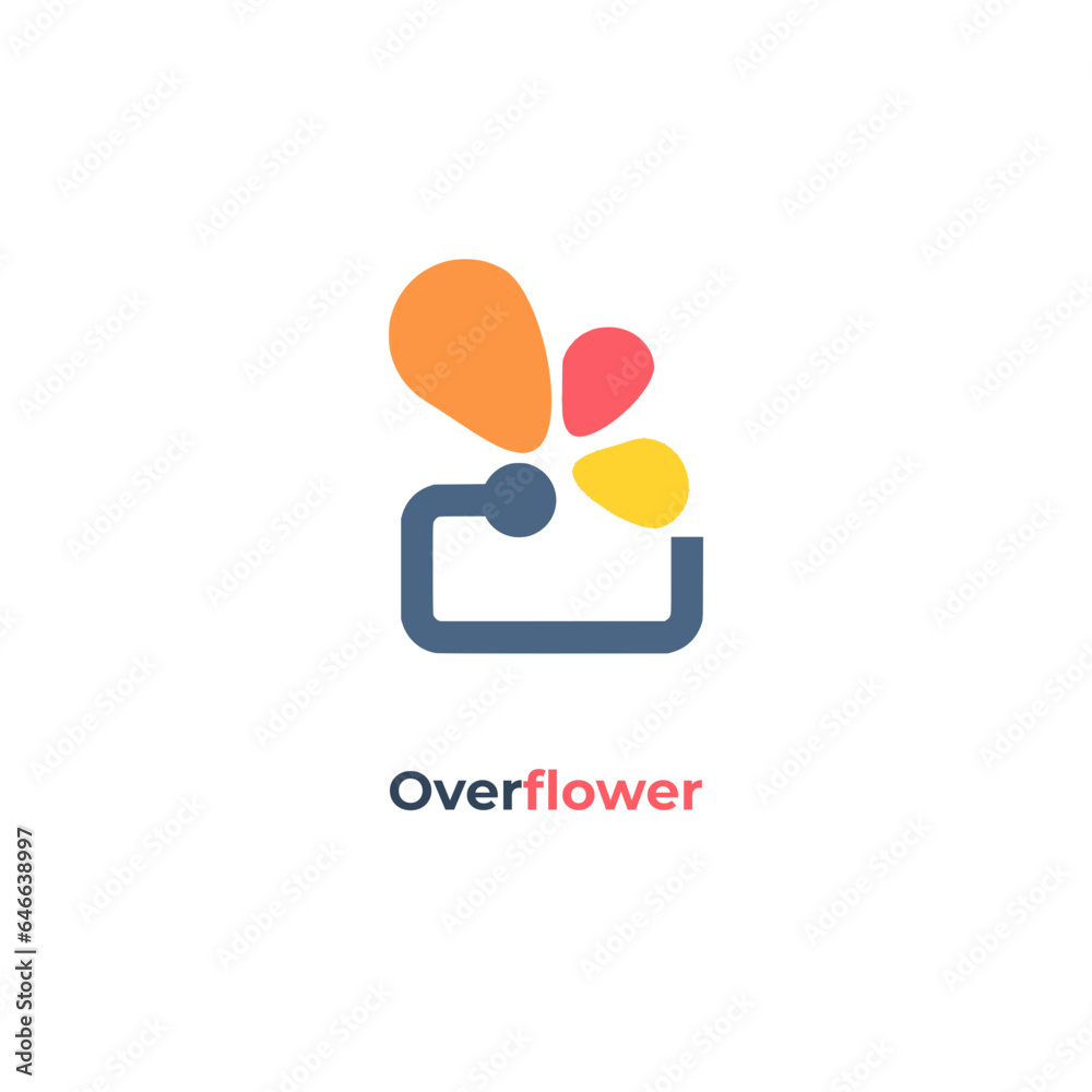 Wall mural overflow - features an abstract community discussion exchange logo template vector icon.