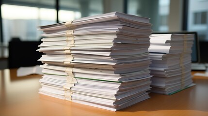Obraz premium A Stack of Invoices Ready for Processing in a Business Office