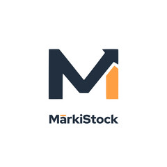 MarkitStock - Utilizes the letter M with an arrow logo template vector icon element, suitable for business corporate and finance design concepts.