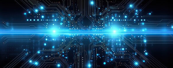 Obraz premium hi-tech digital background in blue color.Generative AI