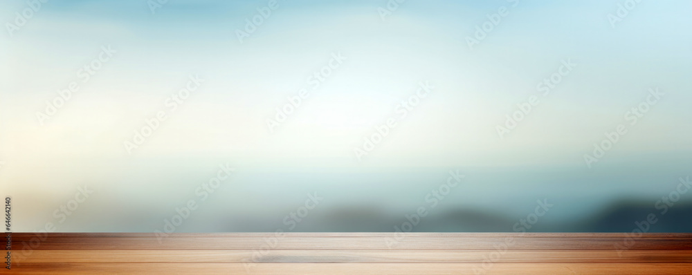 Aufkleber empty wooden table with blurred mountain hill background. can be used for montage or display your pr