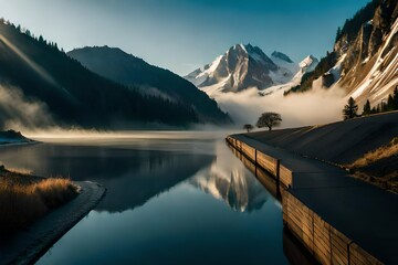 sunrise over the lake